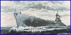 WW2 Battleship USS NORTH CAROLINA 55 Watercolor Print By PAUL N. NORTON Framed