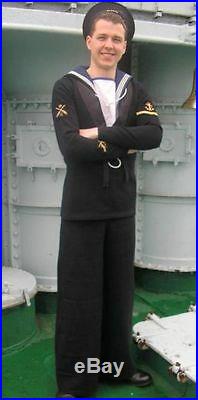 WW2 British Royal Navy Ratings Sailors square rig vintage serge wool uniform, RN
