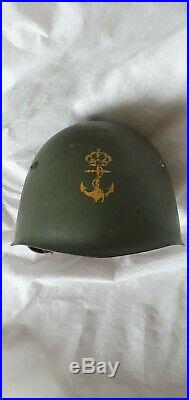 WW2 Italian Navy Helmet Original badge paint, leather lining & chinstrap