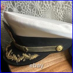 WW2 Navy Officers Captain Rank Cap With Retired Hat Shoulder Boards & Ribbons Pics