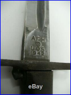 WW2 Original 1942 AFH US M1 Garand Bayonet & USN MK1 Scabbard 15 15/16 BLADE
