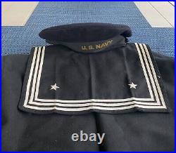 WW2 U. S. Navy Sea Eagle Wool Crackerjack Pull Over Shirt & Wool Beret Hat