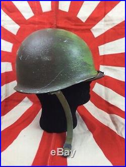 WW2 US Navy M1 Camo Helmet Fixed Bale Front Seam Named Landing Combat Infantry