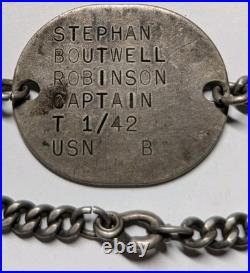 WW2 US Navy Sterling Dog Tag Bracelet Capt Stephan Boutwell Robinson USS Boise