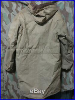 WW2 US Navy USN Deck Coat Parka Fur Lined Long Jacket Uniform USGI Vet Find 48