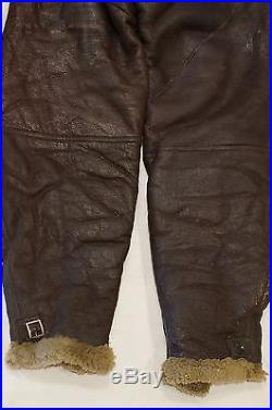 WW2 US Navy USN M-446A Fleece Lined Leather Flying Pants Winter Trousers