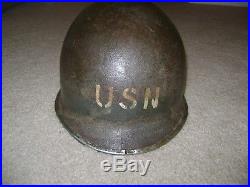 WW2 USN Beach Helmet Named