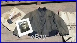 WW2 USN US NAVY N-1 Deck Stencil Hook Front Blue Color Jacket Size 46 ID'd +++