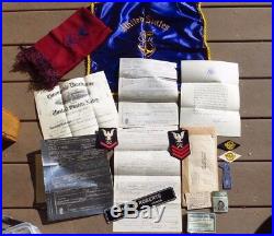 WW2 USN WAVES Grouping Discharge + Scarf + Pillow + ID Cards + Rates +