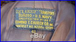 WW2 VINTAGE NAVY M-69F Leather AirCraft Transport Flight Jacket. SIZE 42