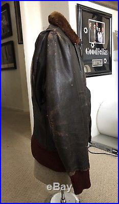 WW2 VT-169 US Navy Brown Leather Bomber Flight Jacket Hand Painted Pin Up Girl