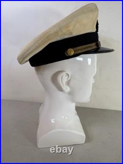 WW2 Vintage USN US Navy officer dress visor crusher sailor Hat Cap Lot 33F87