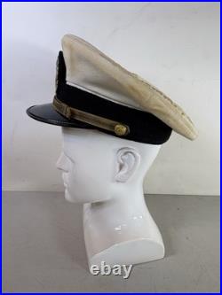 WW2 Vintage USN US Navy officer dress visor crusher sailor Hat Cap Lot 33F87