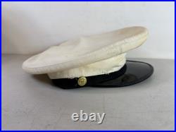 WW2 Vintage USN US Navy officer dress visor crusher sailor Hat Cap Lot 33F87