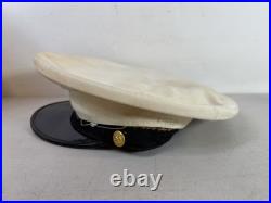 WW2 Vintage USN US Navy officer dress visor crusher sailor Hat Cap Lot 33F87