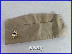 WW2 Vintage USN US Navy officer dress visor crusher sailor Hat Cap Lot 33F87