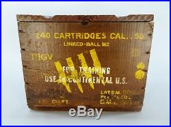 WW2 Vintage Wooden Ammo Crate, 240rd Fifty Cal. 50 US Navy Ammunition Box