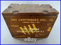 WW2 Vintage Wooden Ammo Crate, 240rd Fifty Cal. 50 US Navy Ammunition Box