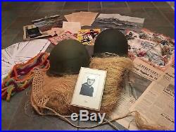 WW2 WWII USN Navy NAMED PEARL HARBOR Group Early M1 McCord Helmet HAWLEY Liner