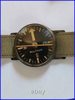 WW2 Waltham Watch Co US Navy USN Military Wrist Compass R88-C-890 w Original Box