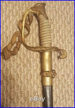 WWI U. S. Naval Officer's M1852 USN Presentation Dress Sword J. H. Hirsch Co USA