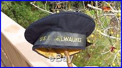 WWI WW1 US NAVY SAILORS DONALD DUCK STYLE FLAT HAT CAP USS MILWAUKEE Cruiser
