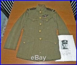 WWI WW1 US Navy Naval Aviator #1745 Green Tunic, Wings, Ribbon PHOTO Uniform Bio