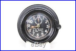 WWII 1942 US Navy Chelsea Mark 1 Boat Clock with Key Runs Well & Clean WW2 USN