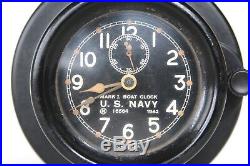 WWII 1942 US Navy Chelsea Mark 1 Boat Clock with Key Runs Well & Clean WW2 USN