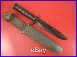 WWII Era USN Mark 2 Fighting Knife Blade Marked Camillus NY withUSN MK2 Scabbard