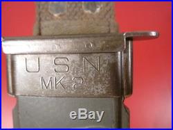 WWII Era USN Mark 2 Fighting Knife Blade Marked Camillus NY withUSN MK2 Scabbard