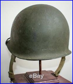 WWII Fixed Bale M1 Helmet 1st Pattern Hawley Liner Excellent WW2 Army USMC USN