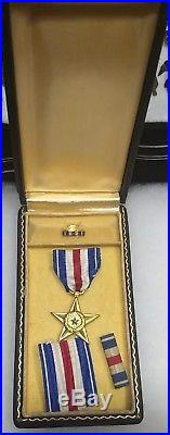 WWII Korea Army AAF USMC Marines USN Navy Cased Silver Star Medal Pin Award Box