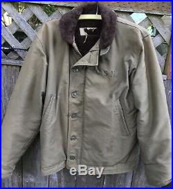 WWII NAVY DECK JACKET N-1 USN COAT US WW2 1940s SIZE 38 MILITARY STENCILED