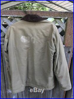 WWII NAVY DECK JACKET N-1 USN COAT US WW2 1940s SIZE 38 MILITARY STENCILED