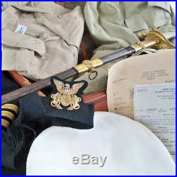 WWII U. S. Navy Officer's Effects Collection- Uniforms, Sword, Orders, Suitcase