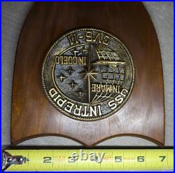 WWII U. S. Navy USS Intrepid CVS-11 Brass / Wood Wall Hanging Plaque 9 x 7