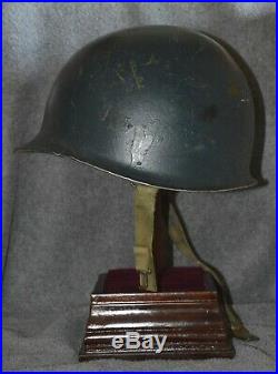 WWII US M1 Helmet, FB, FS, Blue Navy Paint ISP, ID'ed