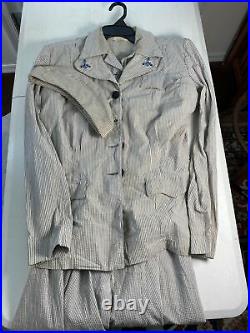 WWII US NAVY WAVES Seersucker UNIFORM Dress Jacket & Garrison Cap Woman Sailor