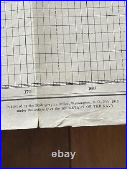 WWII US Navy Hydrographic Confidential Map Of The East Part Of Hawaii 1942 Vtg