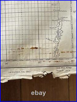 WWII US Navy Hydrographic Confidential Map Of The East Part Of Hawaii 1942 Vtg