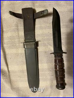 WWII US Navy USN KA-BAR Mk II Combat Knife & Original Scabbard