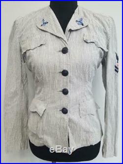 WWII US Navy WAVES Seersucker Women's Uniform Jacket (B-36 W-28) Nurse Vintage