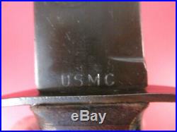 WWII USMC USN Mark 2 Fighting Knife Blade Marked Ka-Bar withLeather Scabbard #2