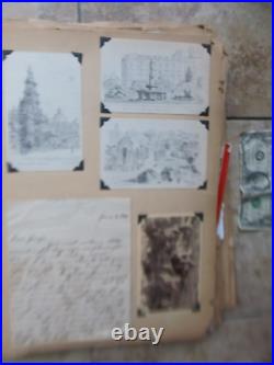 WWII USN Sailor Souvenir Album, USS Bennett, Drawings Letters Kamikaze, IWO JIMA