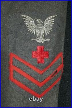 WWII USN USMC Navy Corpsman 2nd Class Ike Jacket Uniform Wolf Brown Ribbon Bar