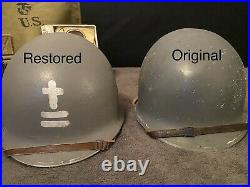 WWII WW2 FS/FB Navy USN Chaplain Helmet With Hawley Liner Great Display Piece