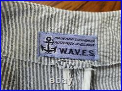 WWII Women's WAVES Seersucker Uniform Jacket US Navy Vintage 1940s Named Female