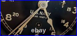 WWll U. S. Navy Ship Bakelite Clock Chelsea Clock Co. Boston SER. # 4067 E