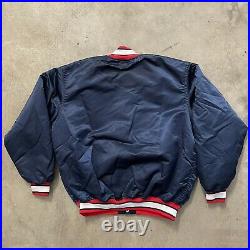 Wilson Vintage 80s Atlanta Braves Navy Blue Satin Baseball Jacket Mens Size XL